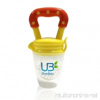 UberBleu Baby Silicone Food Feeder Pacifier and Teether (Green and Yellow)- 7 Pieces included - B01K9KBTEQ